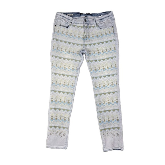 Driftwood Marilyn Embroidered Jeans Size 31 Denim Boho Aztec Southwesten - Picture 1 of 8
